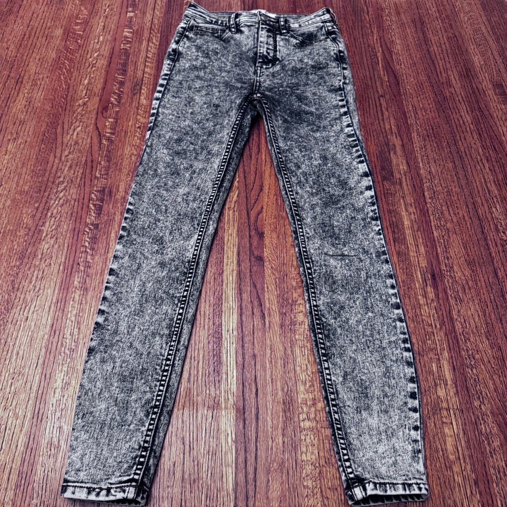 Free People Black Acid Wash Skinny Jeans